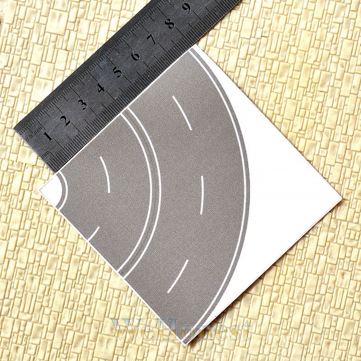  4  x  N scale  Grey  Curve  ROAD STRIP self  stick 1/4 circle 4cm  wide (WeHonest)